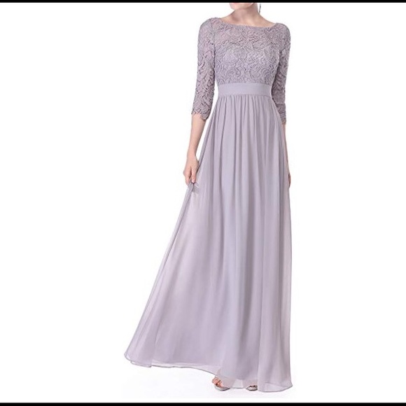Dresses & Skirts - Lace Floor Length Evening Dress With Sleeves